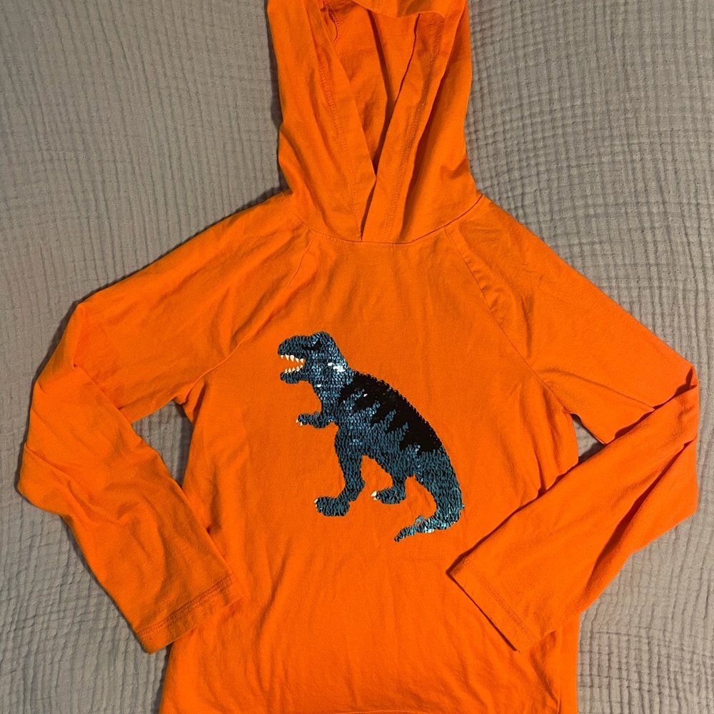 Long sleeve hoodie flip sequin Dino t-shirt - size 6/7